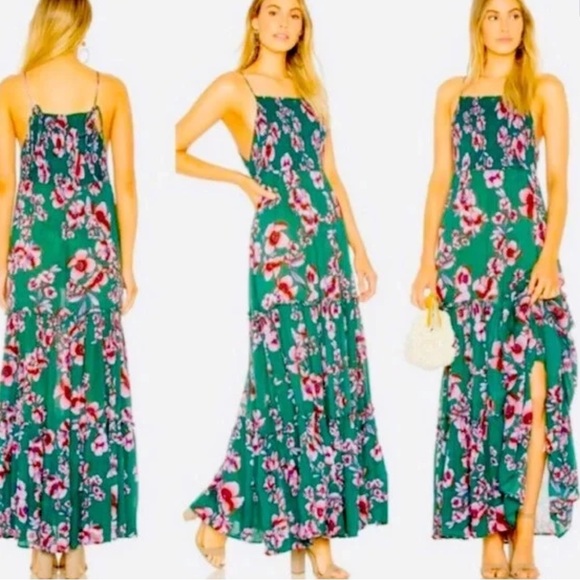 Free People Dresses & Skirts - Intimately Free People Garden Smocked Maxi Dress Floral Green Size Medium